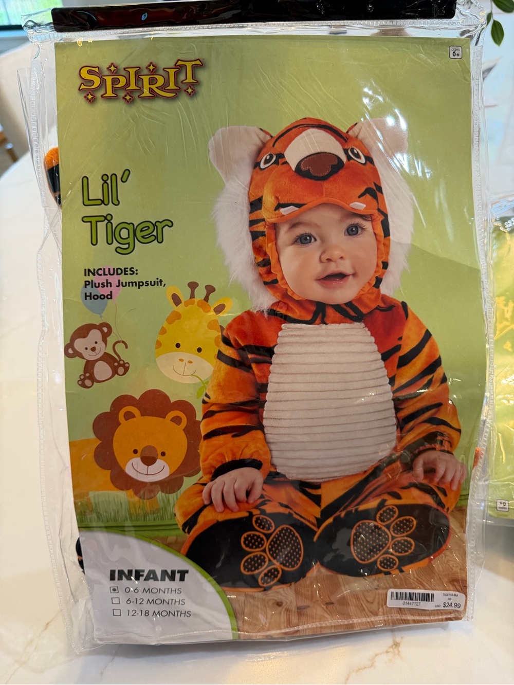 Spirit Lil' Tiger Infant Plush Jumpsuit Hood - Orange/Black